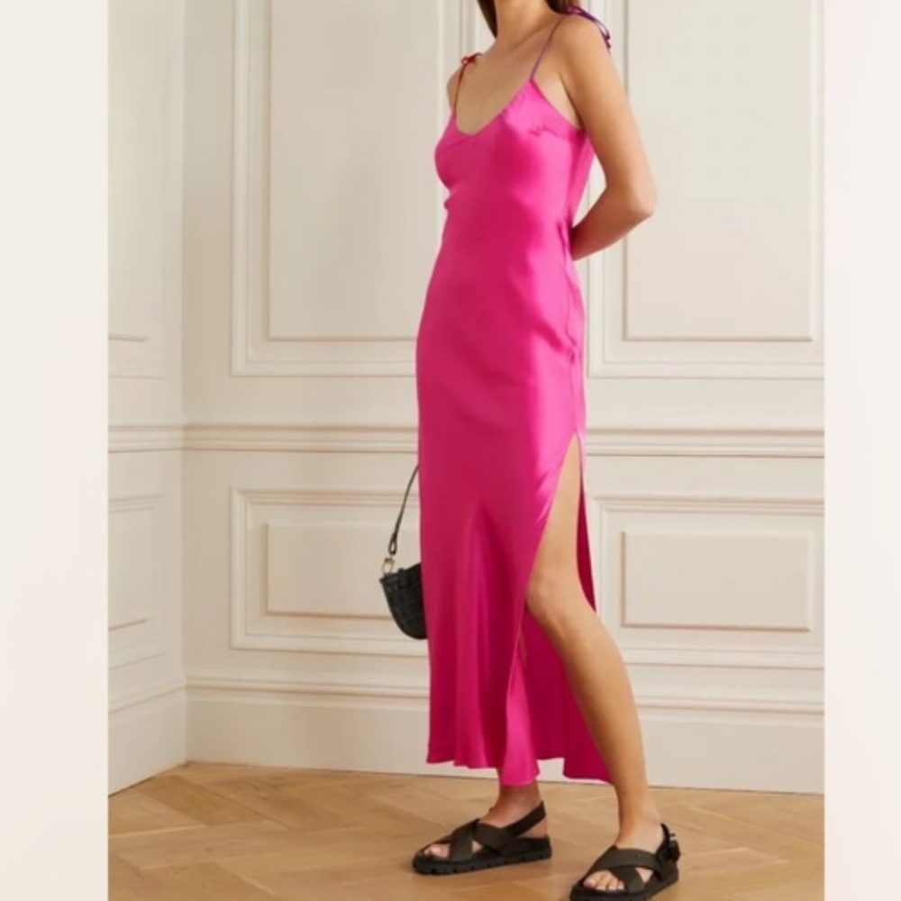 DANNIJO tie strap long silk slip dress